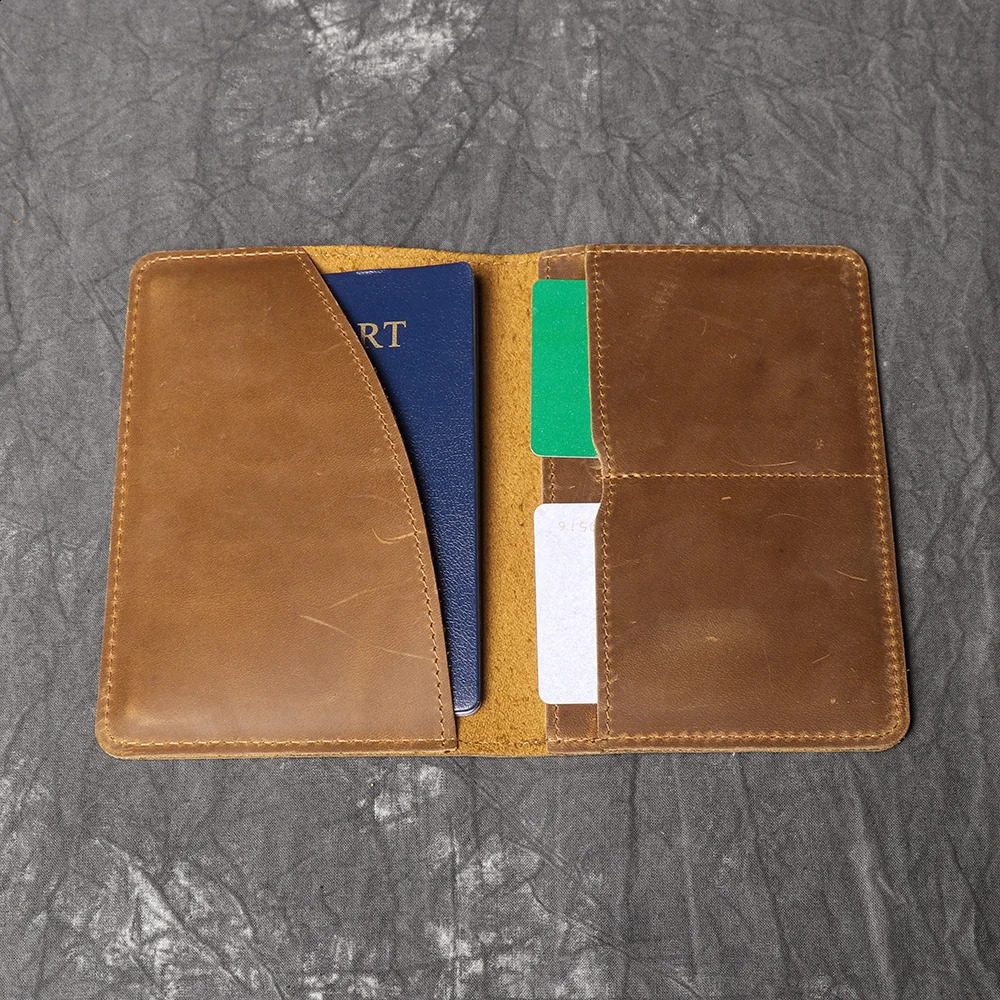 Leather mens and womens passport bags document card flight ticket storage for overseas business travel 240810