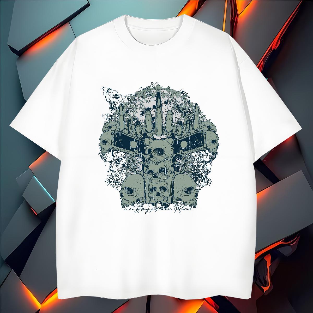 2024 DIY T Shirt For Man skull Tees Shirts 230g Cotton Street Loose Fit Custom Big Size Short Sleeve Soft Tshirts