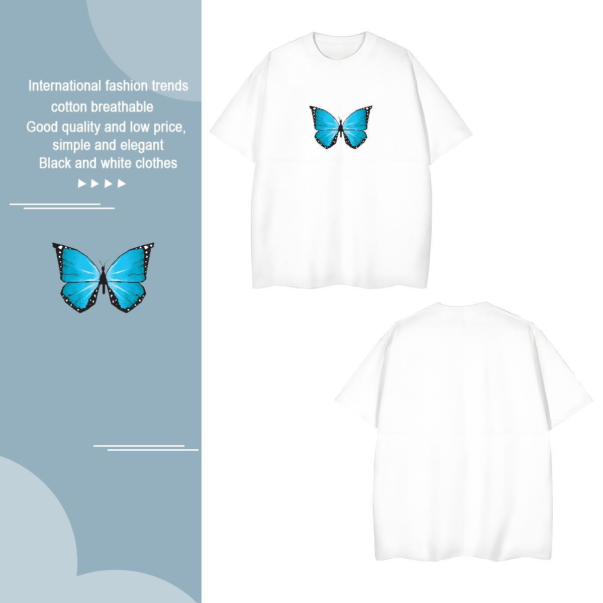 Cool Design T-Shirts for Men Butterfly Short Sleeve Soft Summer Casual Anime 230g Cotton Couples T Shirts Designer Tees Shirts