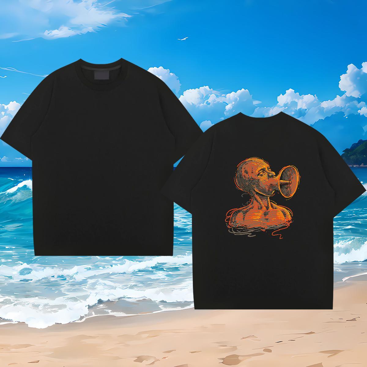 Designer T-Shirts for Men ET Clothings 230g 100% Cotton Casual Daily Wear Wholesale Anime Print Breathable Short Sleeve Mens Tshirts