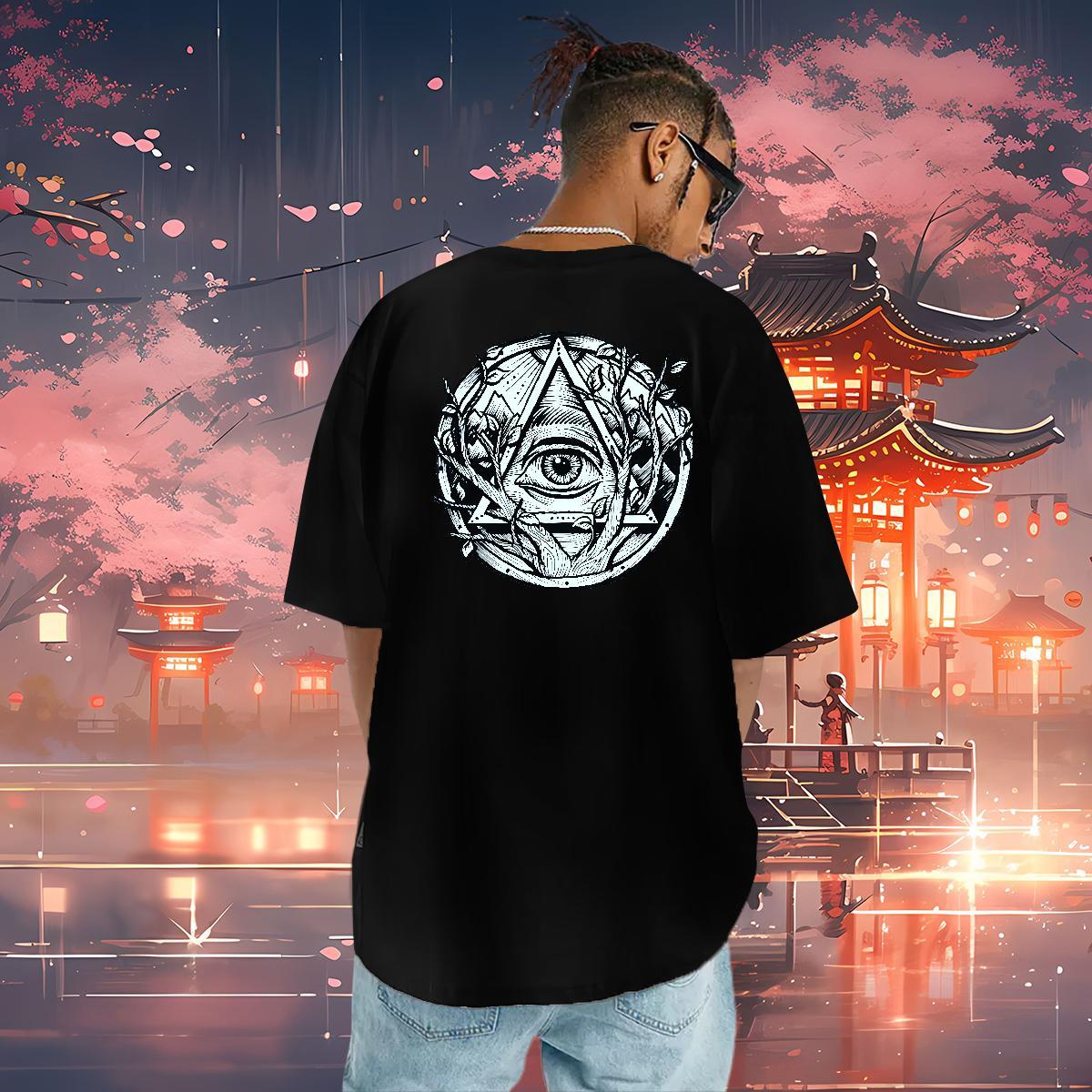 2024 DIY Mens T Shirts eye of the devil Wear 230g Pure Cotton Casual Daily Wear Soft White Plus Size Breathable Men Tops Tees