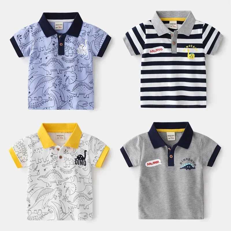 Dino Printed Polo Shirts for Boys Kids Short-sleeve Tees Children Top T shirt Toddler Child Kids Clothes New ArrivalXJ241225