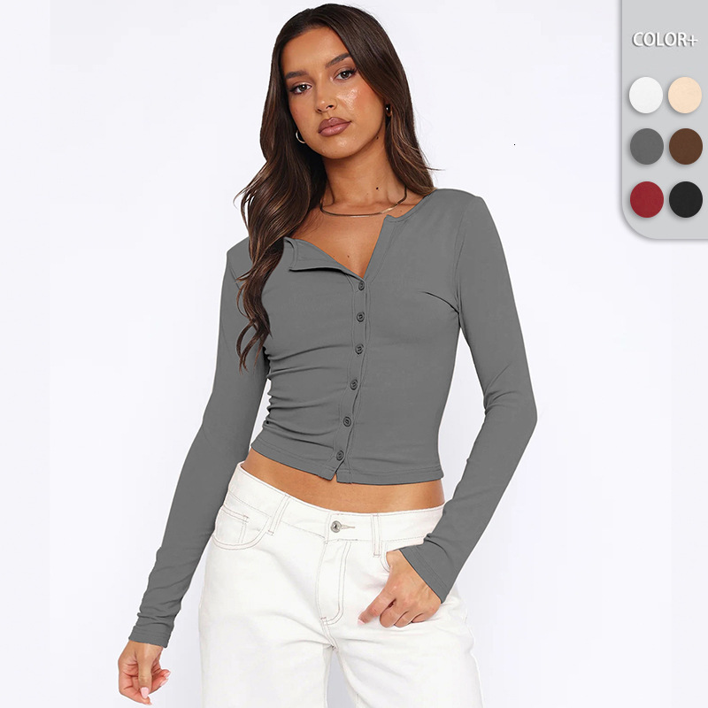 Autumn and winter solid color soft button short jacket long sleeved slim fit style top cardigan fashionable women's clothing dongdumaoyi