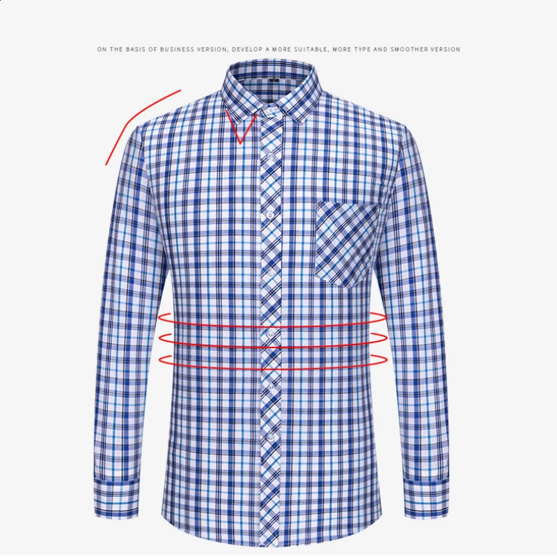 Pure 100% Cotton Plaid Shirts for Men High Grade Business Long Sleeve Casual Checked Shirt Mens Comfortable Office Formal Work 240812