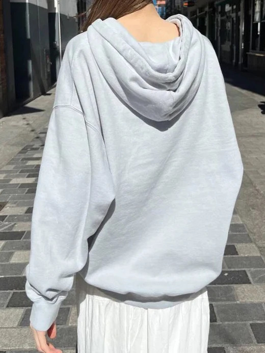 Blue Simple Oversized Hoodie Women Autumn Pocket Cotton Drawstring Hooded Sweatshirt Female Streetwear Solid Zip-up Sweatshirts 240812