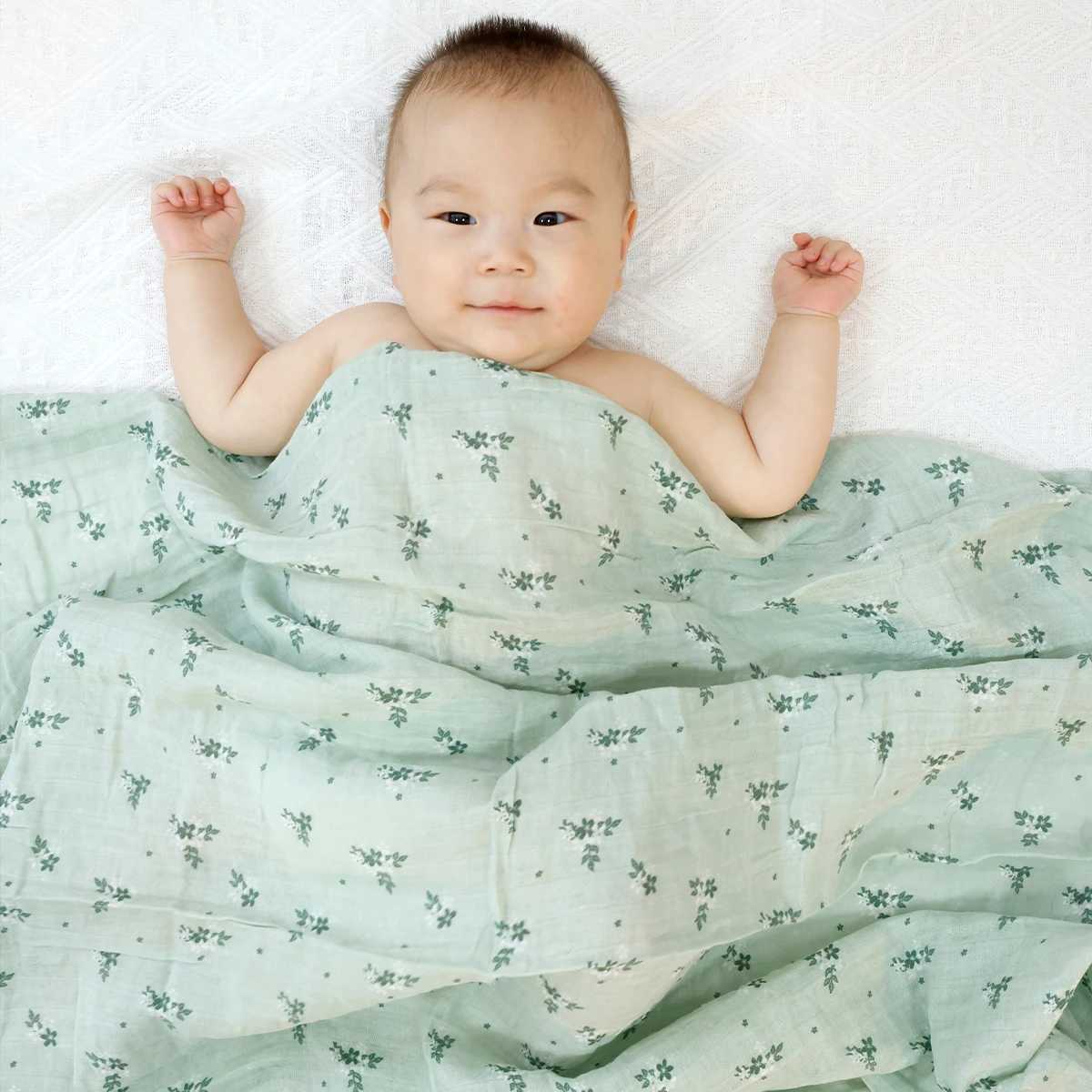 HappyFluttere Baby Fine Cotton Blanket 100% Pure Cotton Summer Soft Cute Printed Baby Blanket 120 * 110CMW240810