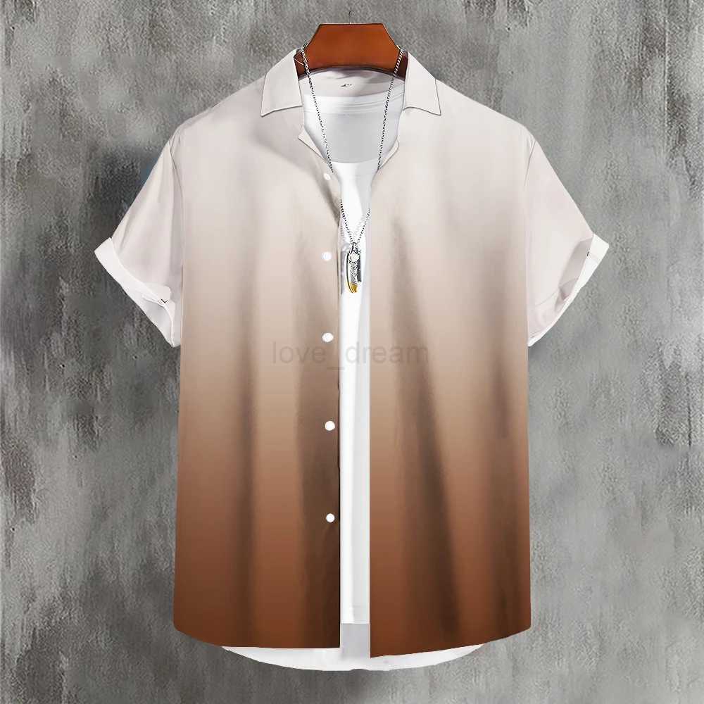 Solid MenS Shirt Summer Color Gradient Lapel Shirts For Men Colorful Simple 3d Print Basic MenS Shirt Tops Casual Short SleeveXJ240812