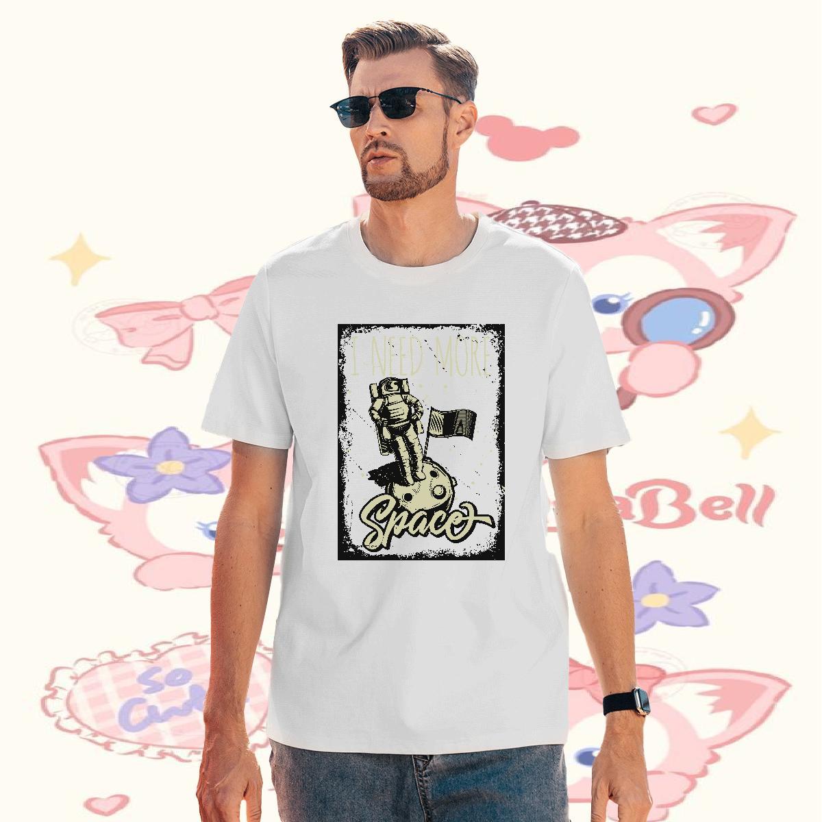 DIY T-Shirts for Men 100% Cotton 230g Mens Tshirts Street wear Hip Hop Breathable Soft Floral Print Loose Fit Tops