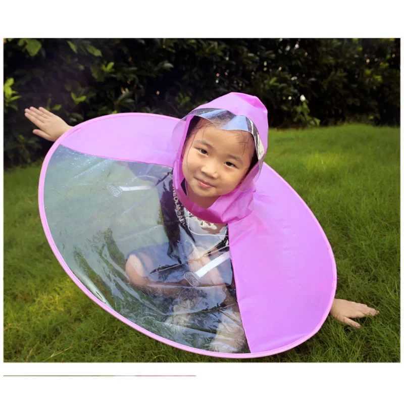 Cute Kids Raincoat Cartoon Duck Children Rain Poncho UFO Shape Kids Rain Coat Outdoor Boy Girl Rain Jacket Windbreaker Umbrella Y240810