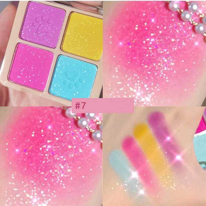 4 Color Eyeshadow Palette Brighten Eye Cosmetics Female Makeup Klein Blue Green Colorful Cute Glitter Matte Eyeshadow MaquillajeCL240812
