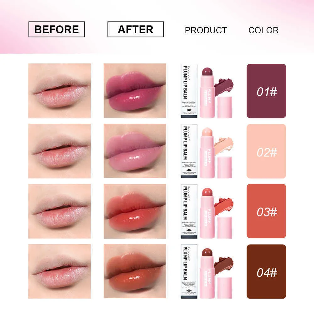 Gloss Ibcccndc Power-Full Plump Hydrating Balm Pink Plumping Lipstick Long Lasting Moisturizing Lip Care