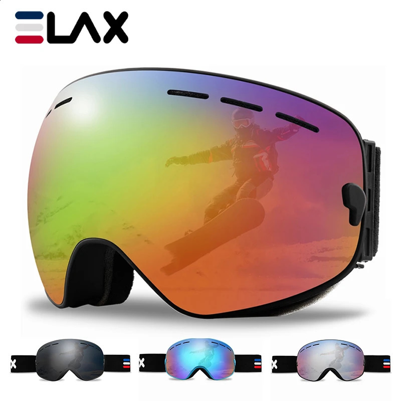 ELAX Double Layers Anti-Fog Ski Goggles Snowmobile Eyewear Outdoor Sport Snow Snowboard Glasses 240812