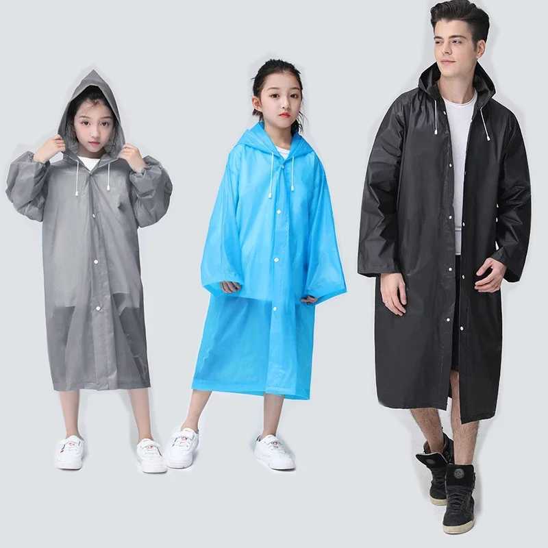 Reusable EVA Children Adult Raincoats Kid Adult Thickened Waterproof Rain Coat Girl Boy Outdoor Hiking Travel Rain Jacket Y240810