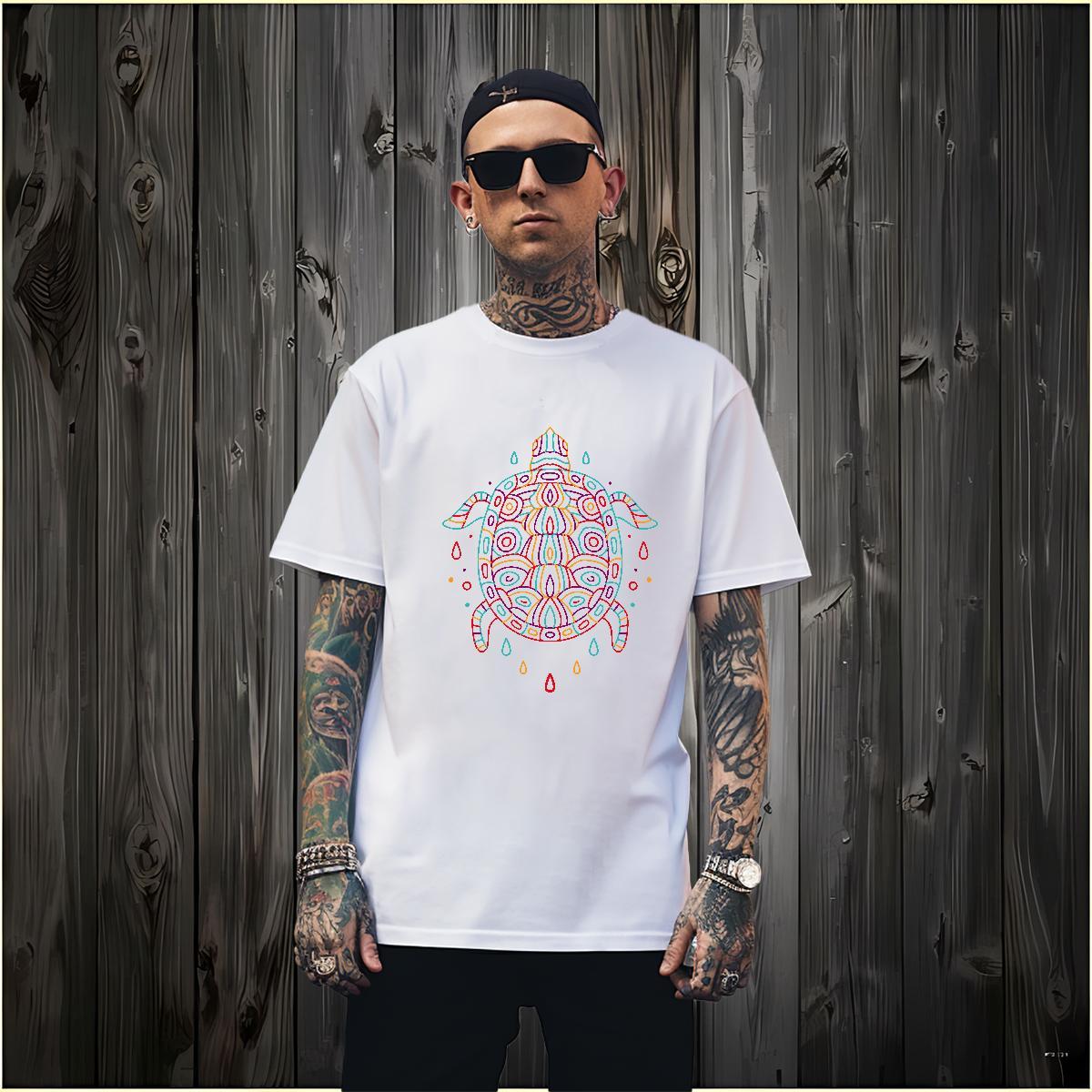 Unisex T-Shirts for Men tortoise Short Sleeve Soft Casual Anime 230g 100% Cotton Men Tshirts Customized Polos