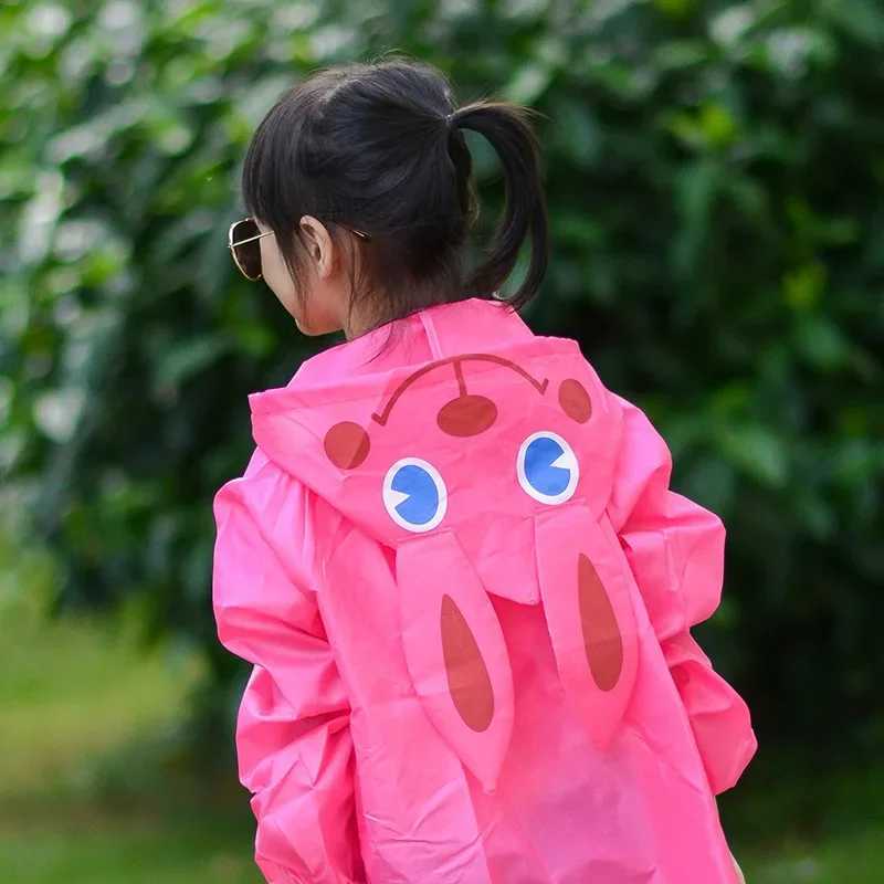 Waterproof 1PCS Kids Raincoat Children Rain Coat Rainwear Windproof Rainsuit Cartoon Animal Style Student Poncho Y240813