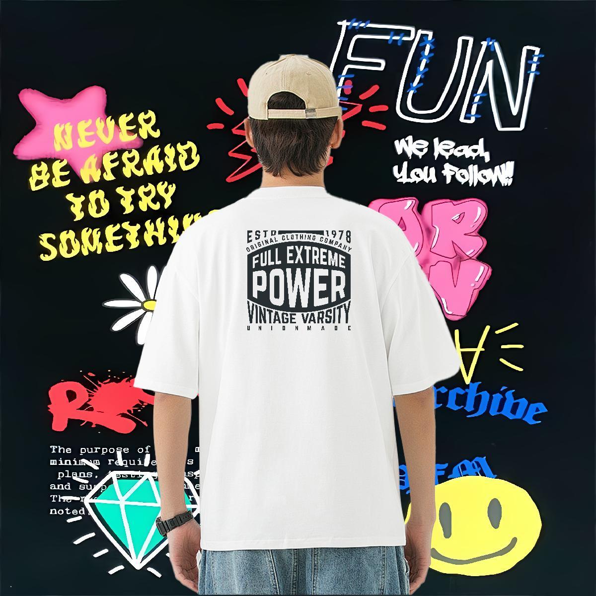 Fashion New T shirt letter Tops Shirt 100% Cotton 230g Anime Printing Street Cool DIY Printed Round Neck Short Sleeve Mens Tshirts