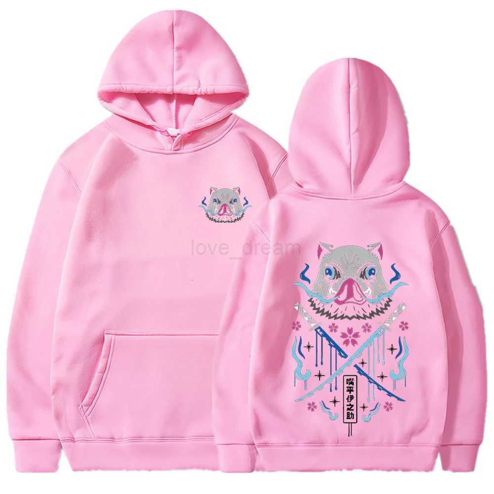 Inosuke Anime Hoodies Men Women Kimetsu no Yaiba Kawaii Manga Sweatshirts Gothic Harajuku Hooded Pullover Casual StreetwearXJ240812