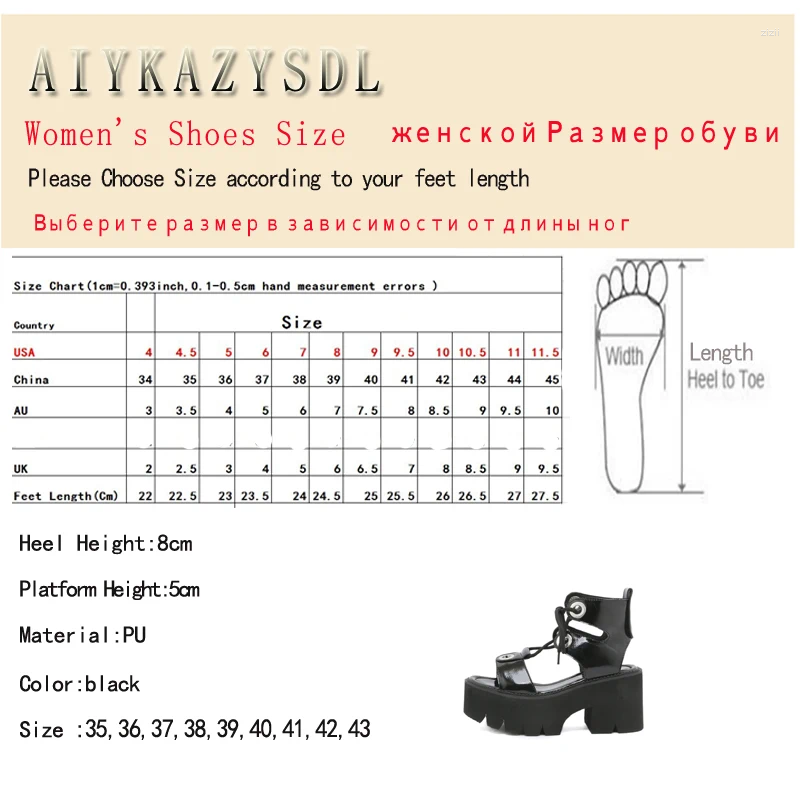 Sandals AIYKAZYSDL Lace Up Patent Leather Thick Sole Platform Wedge Heel New Shoes Creepers Women Gladiator Rome Punk