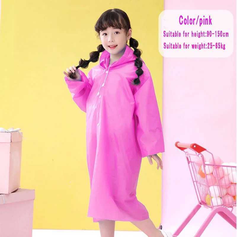 Fashion EVA Children Raincoat Hooded Rainwear Kids Raincoat Waterproof Poncho for Girl Boy Outdoor Hiking Travel Reusable Coat Y240810