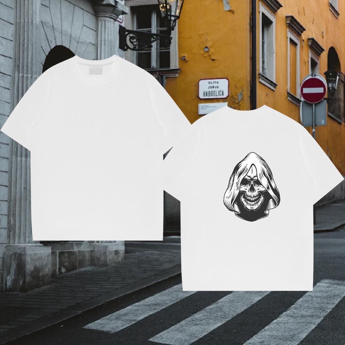 New Arrival Men T Shirts skull Tee Shirt 230g 100% Cotton Spring Summer Comfortable Oversized 4XL Breathable Tshirts