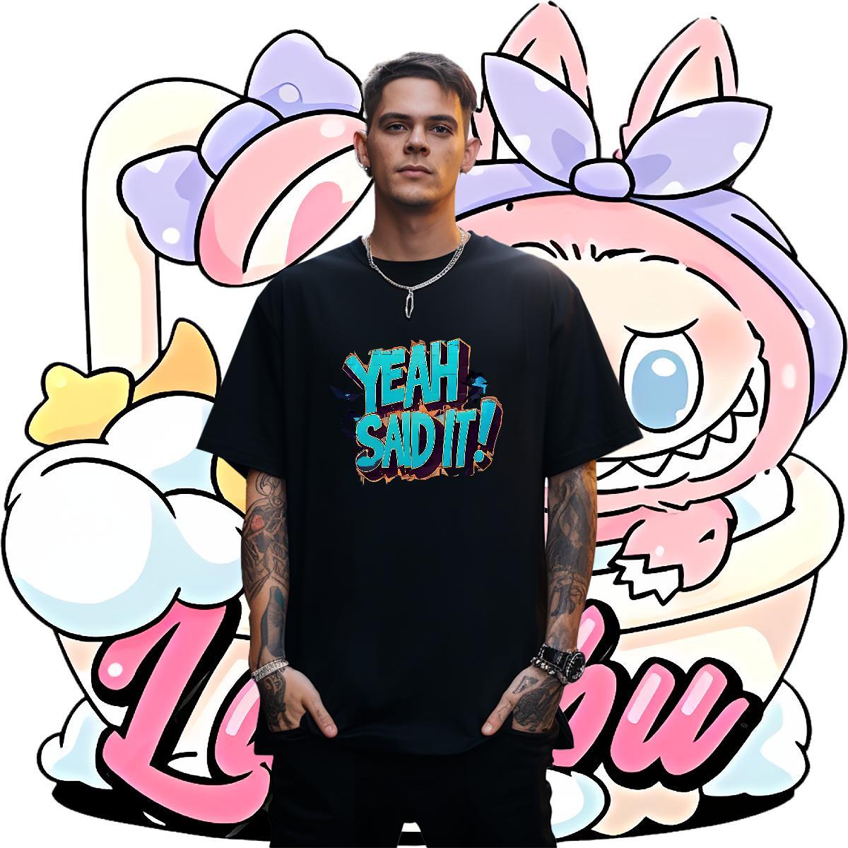Free Shipping Men Tshirts letter 230g Cotton Street Casual Breathable Crew Neck T shirt DIY Wholesale Top Tees
