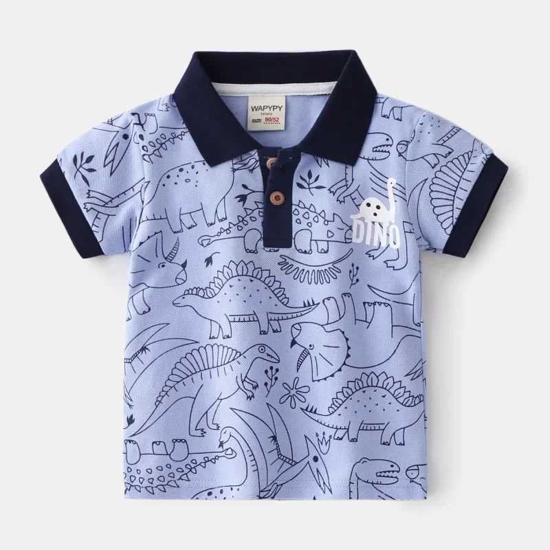 Dino Printed Polo Shirts for Boys Kids Short-sleeve Tees Children Top T shirt Toddler Child Kids Clothes New ArrivalXJ241225