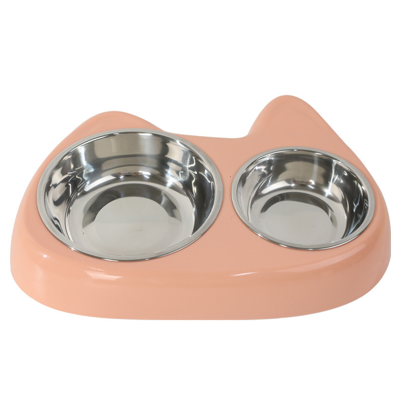 Pet size eye double choking anti slip small and medium-sized slow food stainless steel dog bowl
