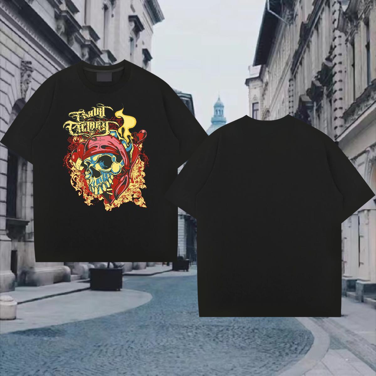 2024 Designer T shirt skull Clothes 230g Cotton Beach Popular DIY Logo Oversized Crew Neck Men Tees