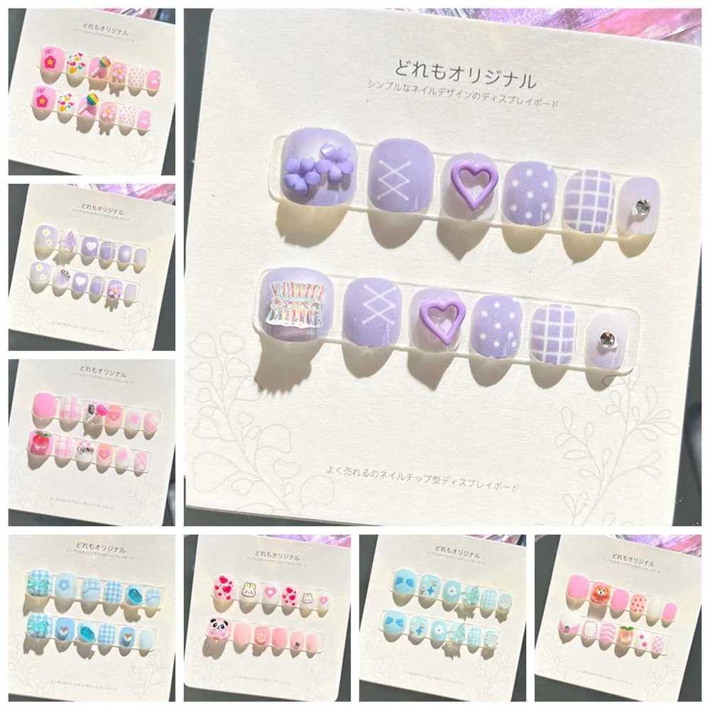 Rabbit Childrens False Nail Flower Full Set Nail Art Tips Childrens False Nail Extension Nail Supplies Bear Childrens Cartoon False Nail W240810