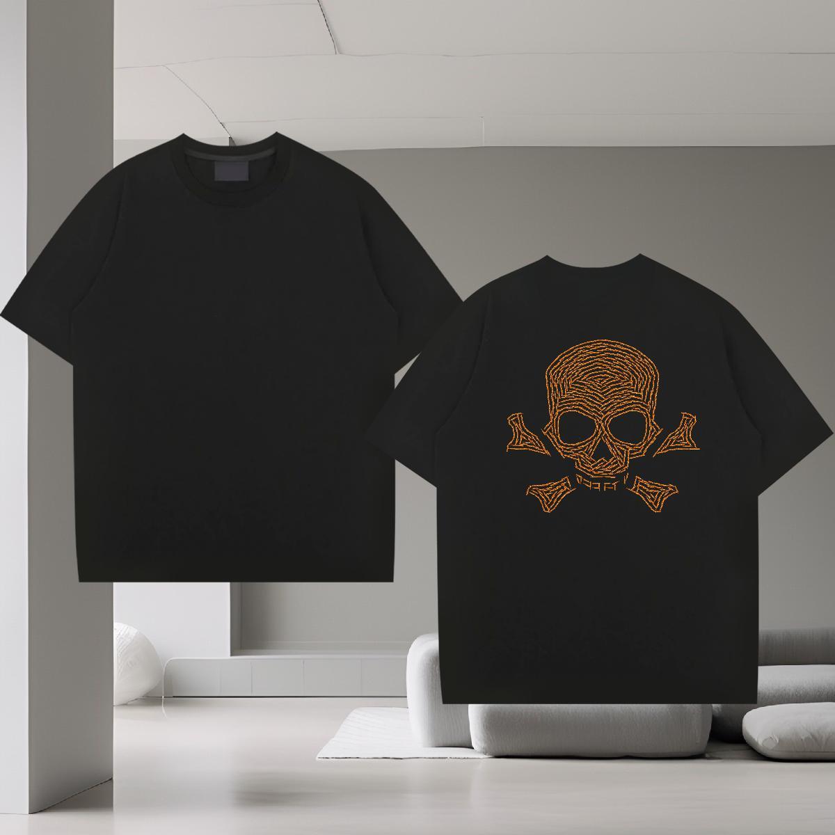 2024 Designer T-Shirts for Men skull Top Tees 100% Cotton 230g Hip Hop TOP Quality DIY Anime Breathable Short Sleeve Men Clothes T-Shirt