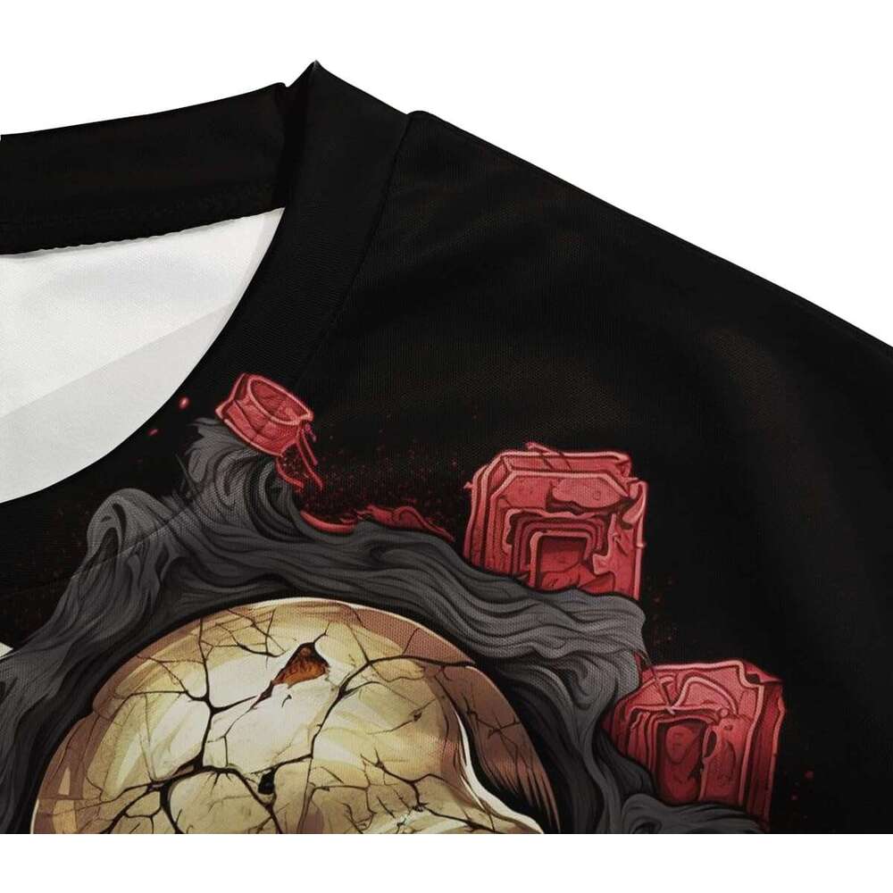 Halloween Mens T shirt Poker Skull Print Shirt Summer Fashion Short Sleeve T-Shirt shirts tshirt graphic tee Casual tops summer clothes Short sleeve 2