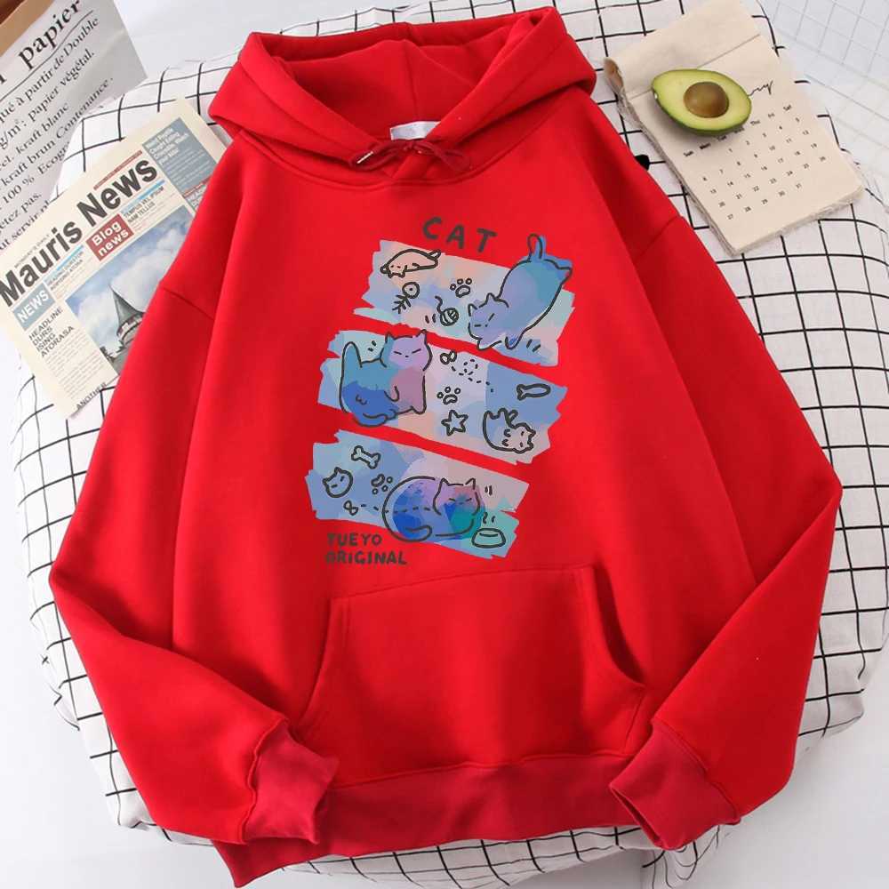 Fat cat fantasizes about fishing and eating fish in the water boy hoodie sports shirt hoodie daily graphic topW240724