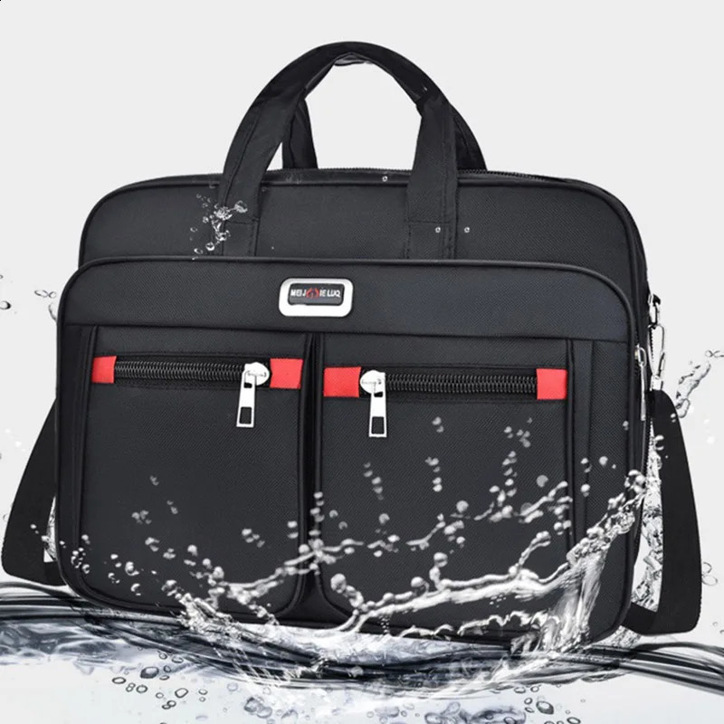 Business laptop briefcase mens waterproof Oxford handbag office document messenger shoulder bag large administrative XA303C 240810
