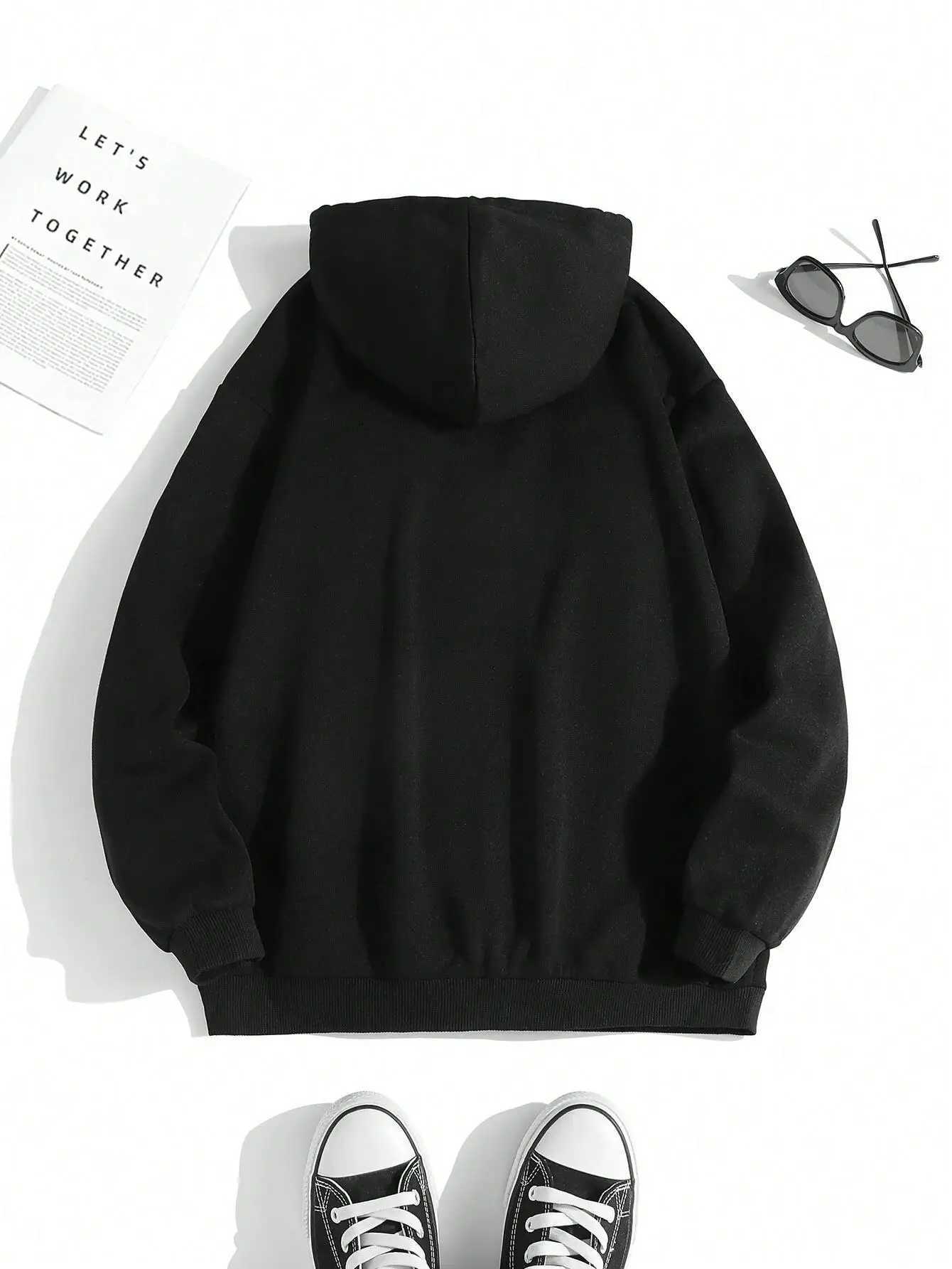 Why Are U Looking At me? Print Hoody Men Fashion Casual Sweatshirt Simple Loose Hooded Autumn Warm Fleece Tracksuit WomenXJ240812