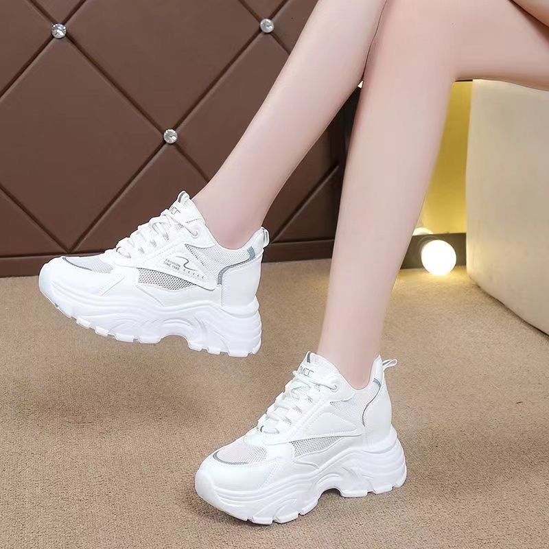 Ddmysports White For Women In Spring Summer Mesh Breathable New S Shoes Versatile Thick Soled Sports And Leisure Board Ins Outdoor Shoes