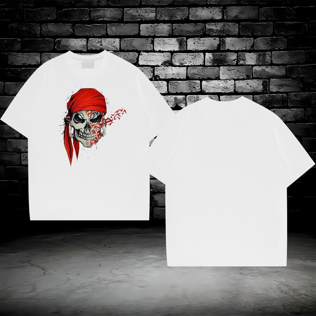 New Arrival Mens T Shirts skull Clothings 100% Cotton 230g Daily Wear Unisex Oversized O-Neck Short Sleeve Men Tshirts