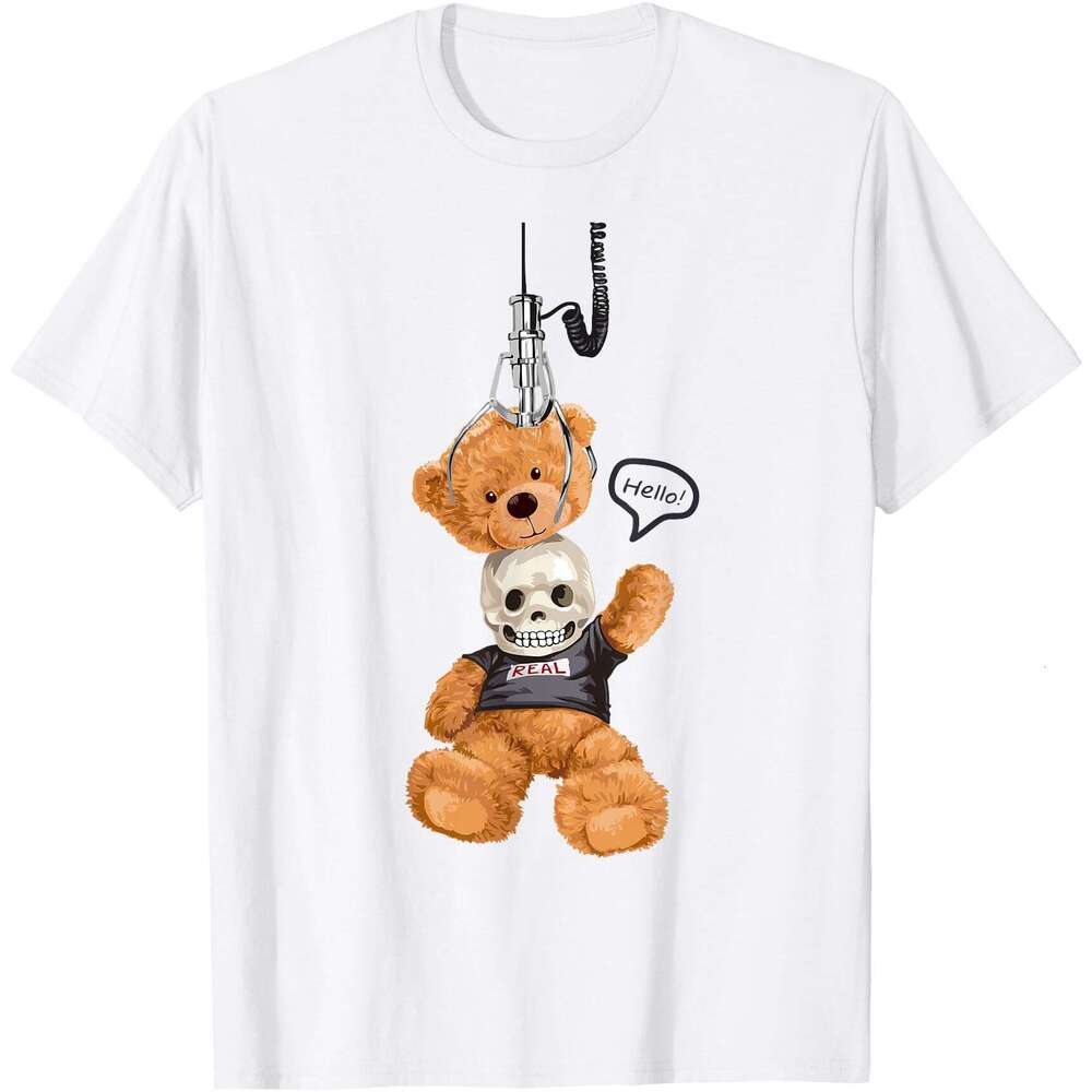 Halloween T shirt for Mens Cool Funny Teddy Bear Skull Illustration T-Shirt Shirts Tshirt Graphic Tee Casual Tops Clothes Short sleeve 2025