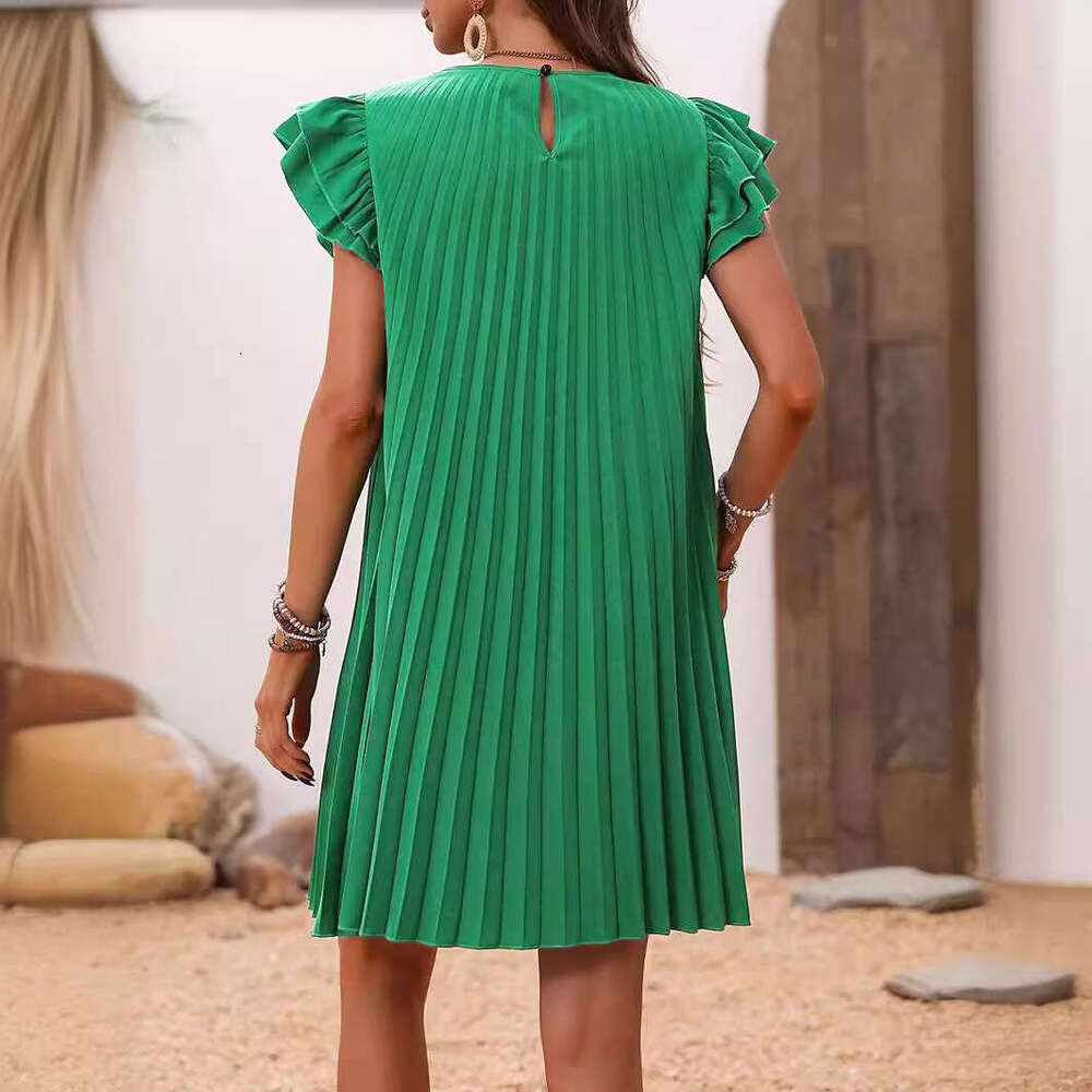 Solid Ventilation Womens Tiktok 2024 Spring/summer Elegant Solid Color Dress Chiffon Floral Dress Autumn Dress Women Loose Sexy Short Novelty Silk Dre