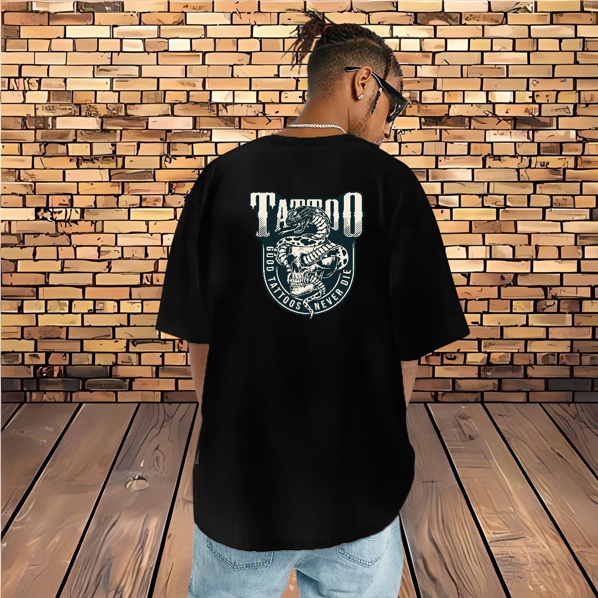 DIY Customized Man T Shirts skull Tee Shirt 230g 100% Cotton High Street Hip Hop Loose Plus Size Custom Short Sleeve O-Neck Couples T Shirts