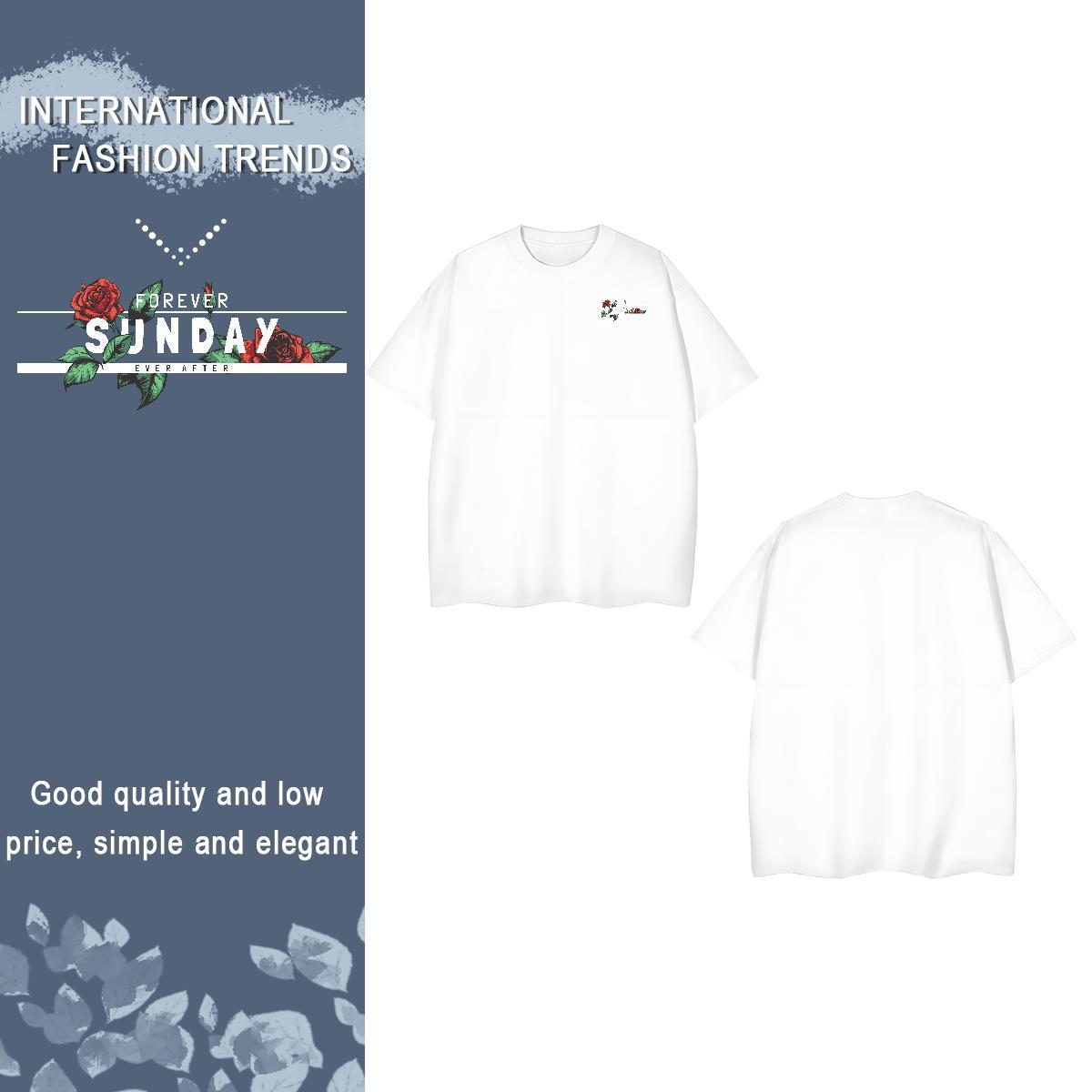 T shirt 100% Cotton 230g ROSE Street wear Hip Hop Breathable Short Sleeve Graphic Mens Tshirts 2024 New Cool Tee Shirt