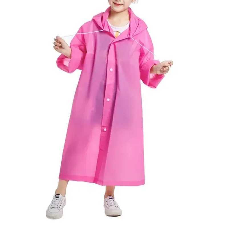 Children Raincoat Reusable Transparent Fashion Rainwear Hooded Rain Poncho Coat Girl Outdoor Raincoats Rain Gear Accessories Y240810