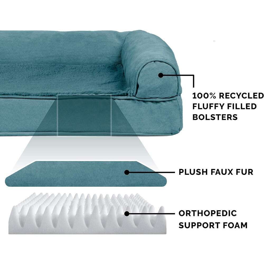 Dog Bed With Removable Bolsters & Washable Cover, For Dogs Up To 95 Lbs, Plush & Suede Sofa, Orthopedic Large Dog Bed Zozostore