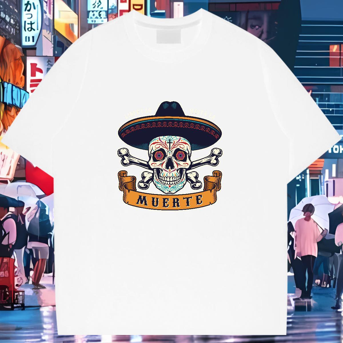 New Arrival T Shirt For Man skull Top Tees 230g Cotton Street wear Hip Hop Cool Oversized 4XL Short Sleeve O-Neck Mens Tshirts