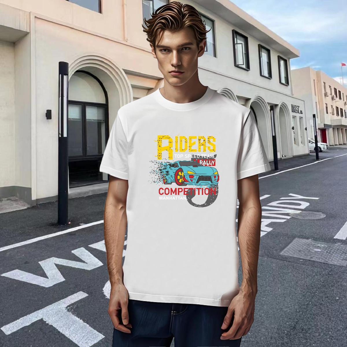 Designer Man T Shirts car Clothings 230g Pure Cotton Casual Daily Wear Loose Customized Print Crew Neck Breathable Tshirt for Man Woman