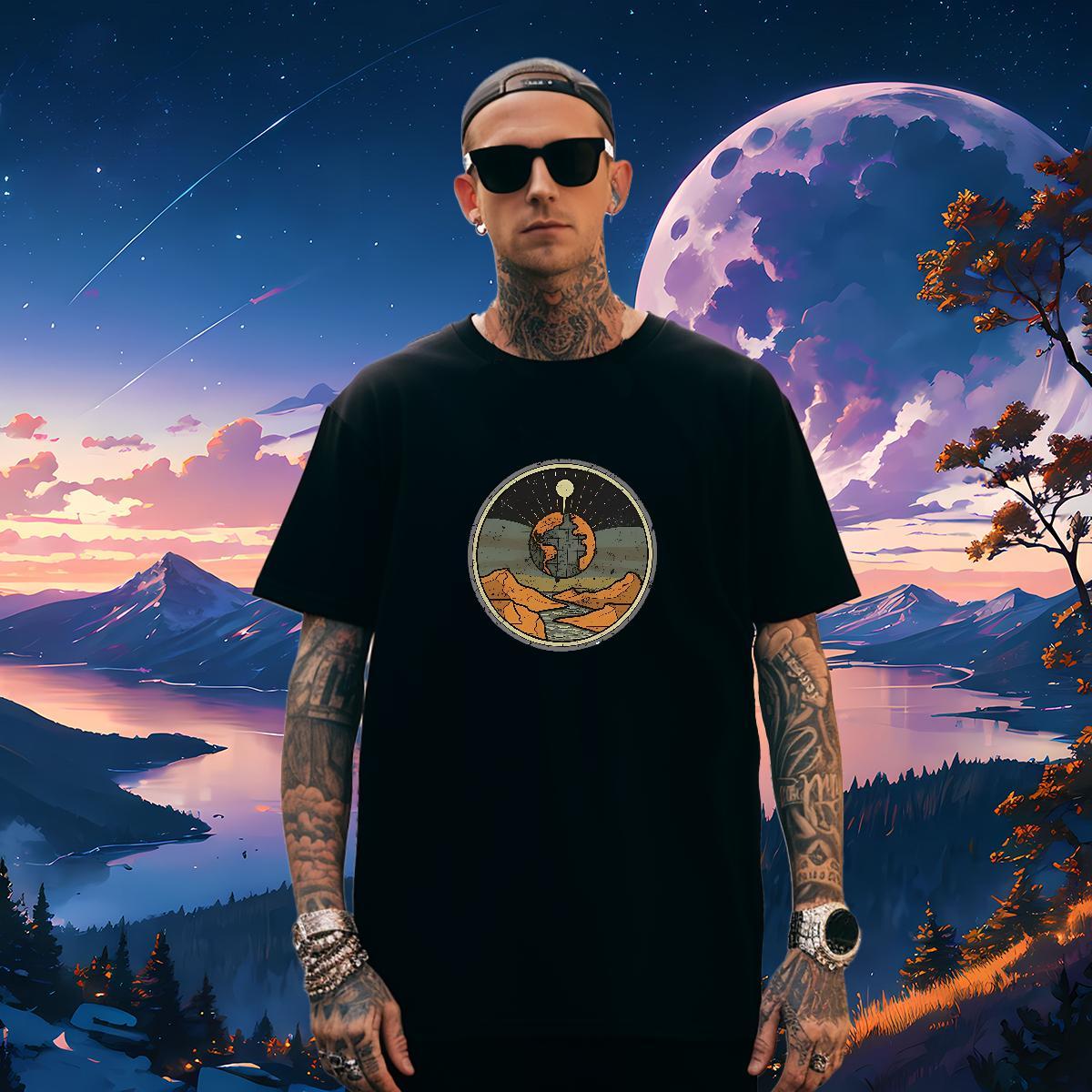 Comfortable Tshirt for Man Woman mountains 230g Pure Cotton High Street Hip Hop Breathable Short Sleeve T shirt Custom Cartoon Factory Direct Clothing