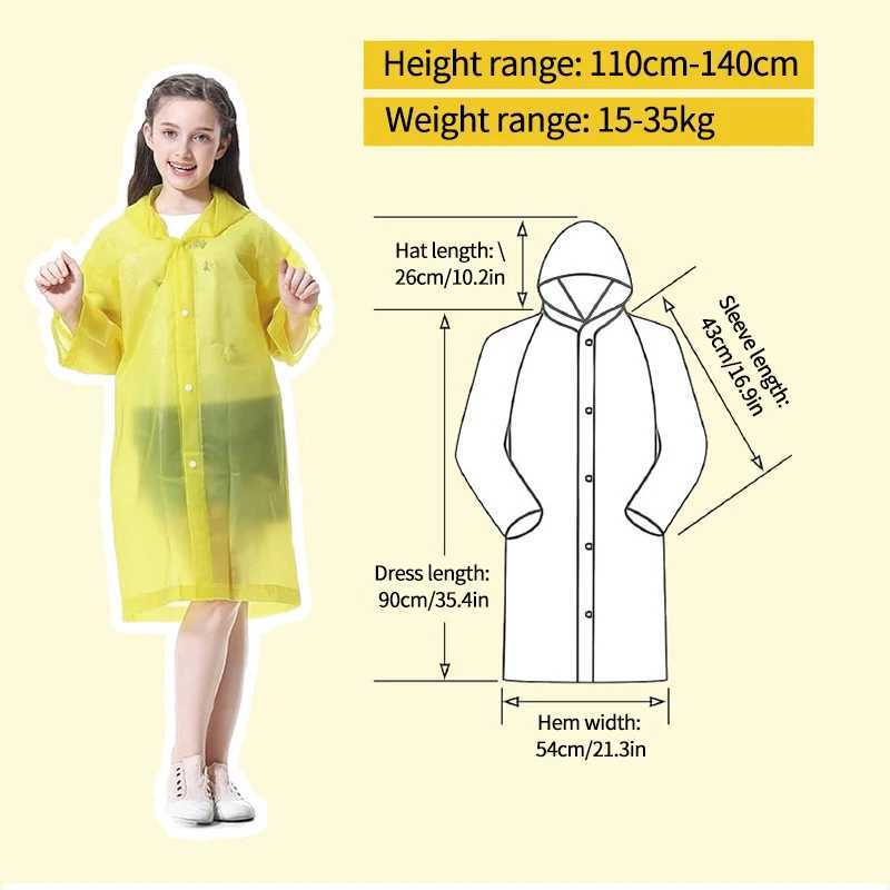 Children Rain Poncho Non-Disposable Travel Rain Gear Coat Outdoor Hiking Accessories Child Raincoat Kids Rainwear Waterproof Y240813