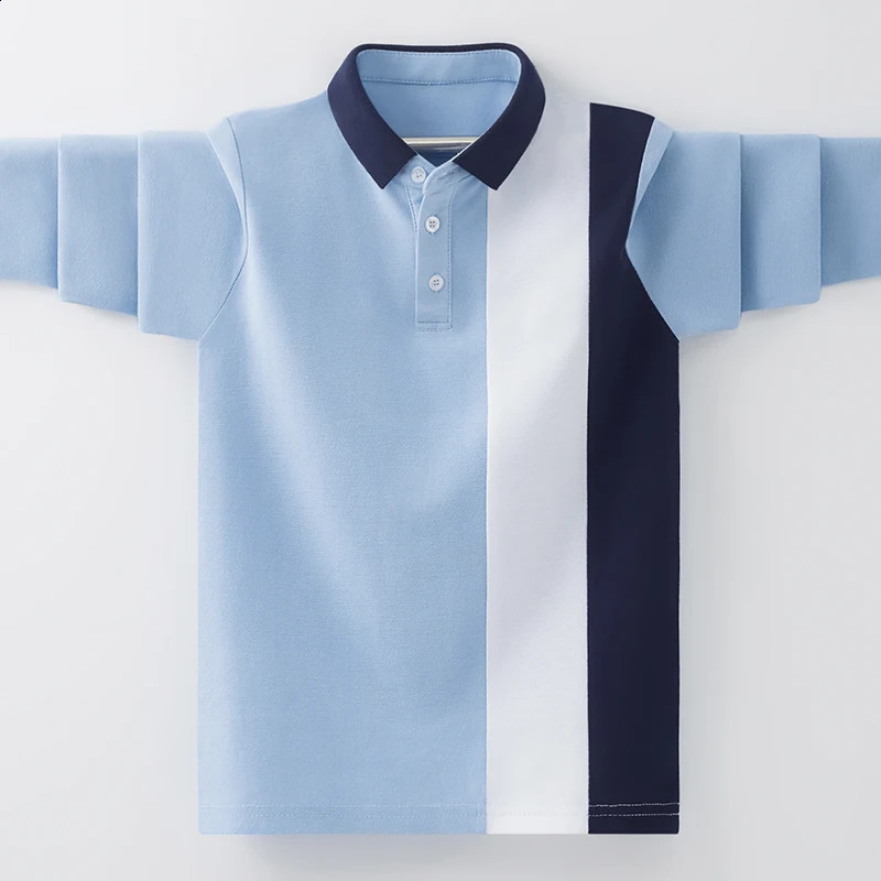 Boys School Uniform Polo Shirt Spring Autumn Kids Casual Long Sleeve Tops For Teenager Childrens 4-15 Years Clothes 240810