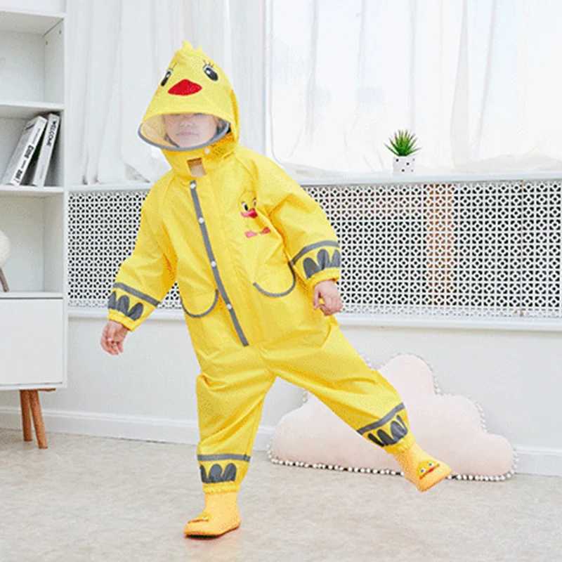 Children Raincoat Cartoon For Kids One Piece Rain Suit With Zipper Buckle Closure Unisex Adjustable Waist Elastic Cuff Y240810