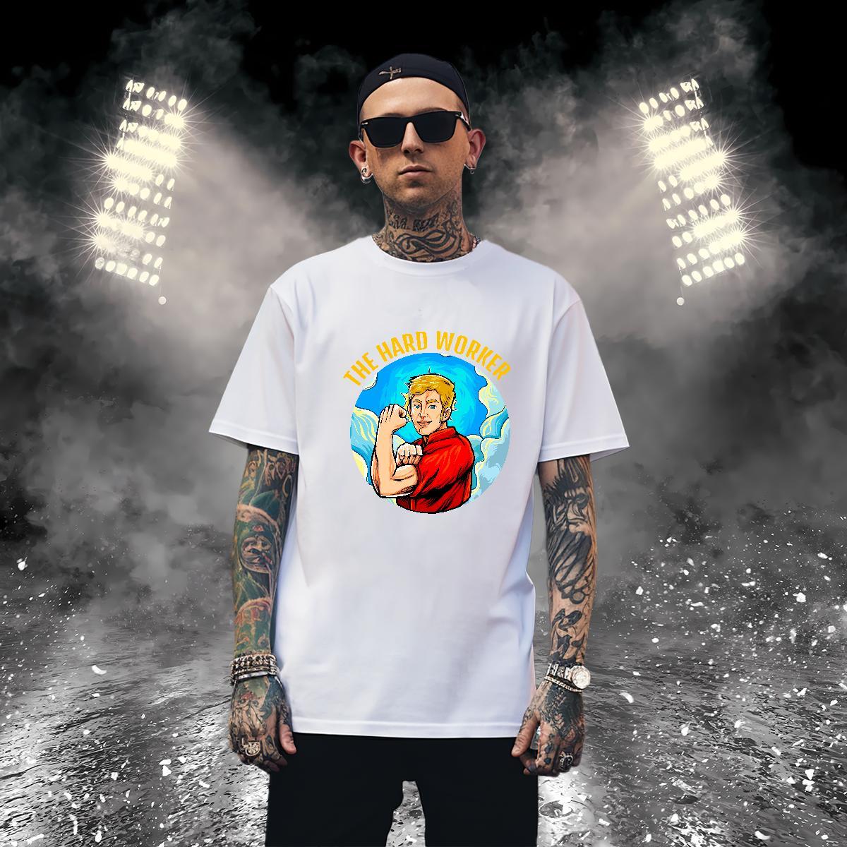 T-Shirts 230g 100% Cotton portrait Summer Casual Round Neck Short Sleeve White Plus Size Mens Tshirts 2024 Designer Soft Top Tees