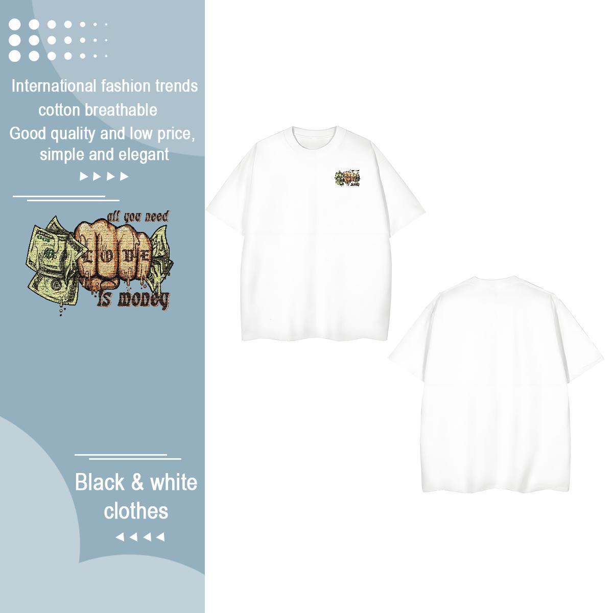 Cool Design Couples T Shirts Casual 230g 100% Cotton White Plus Size Breathable Short Sleeve dollar T-Shirts for Men 2024 DIY Tops Tees